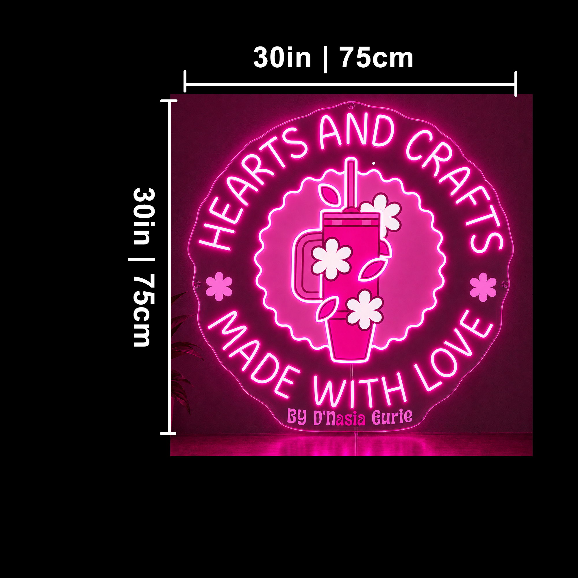 Hearts and Crafts Made with Love Custom LED Neon Sign