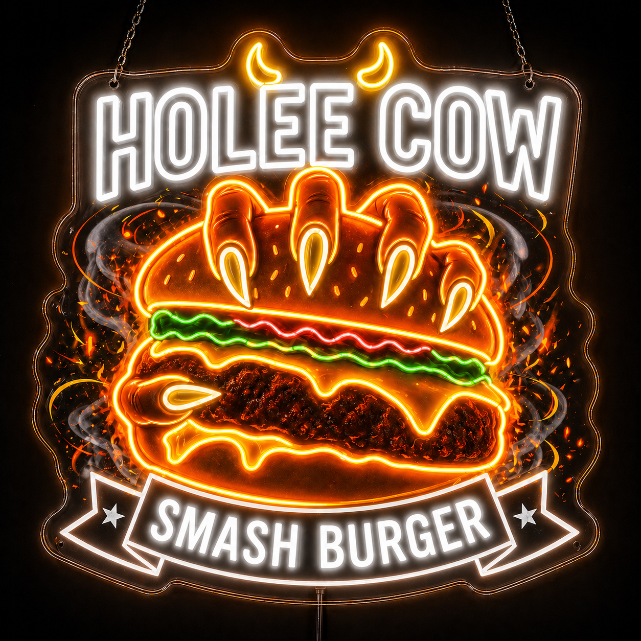 Holee Cow Smash Burger Custom Led Neon Sign