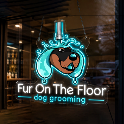 Fur On The Floor Dog Grooming Custom LED Neon Sign