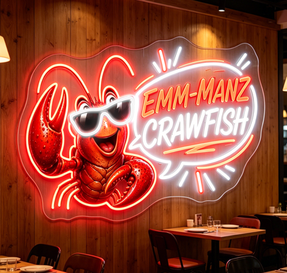 EMM-MANZ CRAWFISH Custom LED Neon Sign