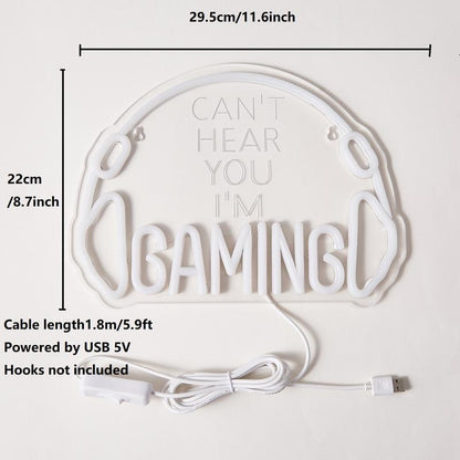 Gaming USB LED Neon Sign for Bar Game Room & Man Cave Wall Decor