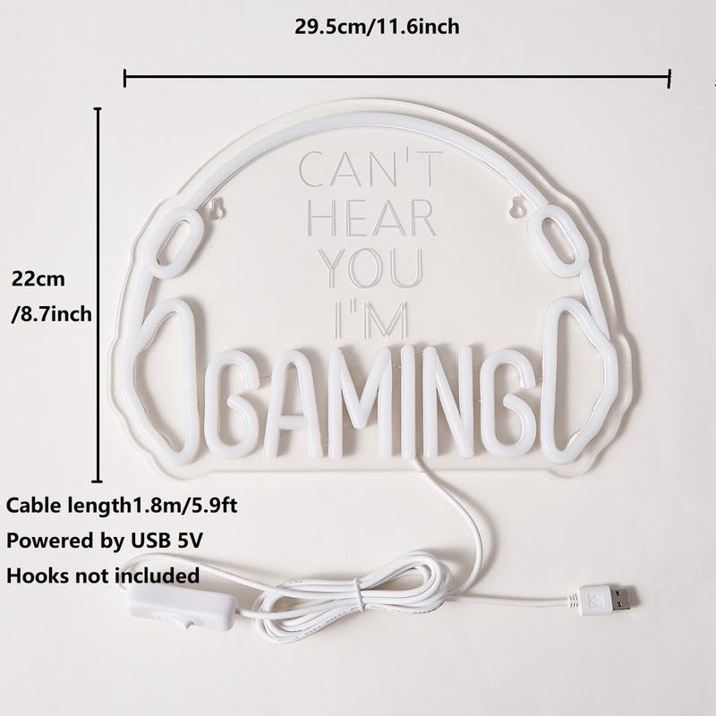 Gaming USB LED Neon Sign for Bar Game Room & Man Cave Wall Decor