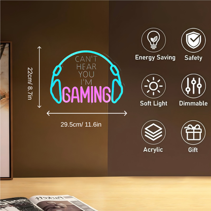 Gaming USB LED Neon Sign for Bar Game Room & Man Cave Wall Decor