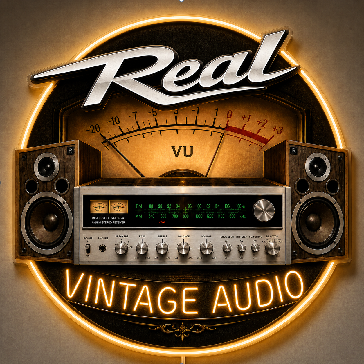 Real VINTAGE AUDIO Custom LED Neon Sign