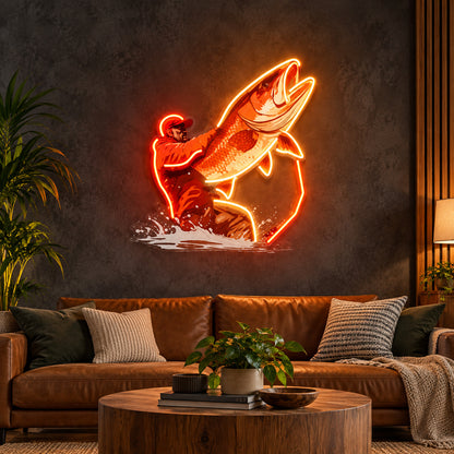 Fisherman Catching Fish LED Neon Sign image 2