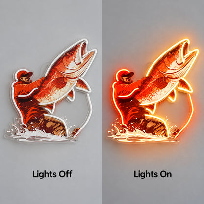 Fisherman Catching Fish LED Neon Sign image 3