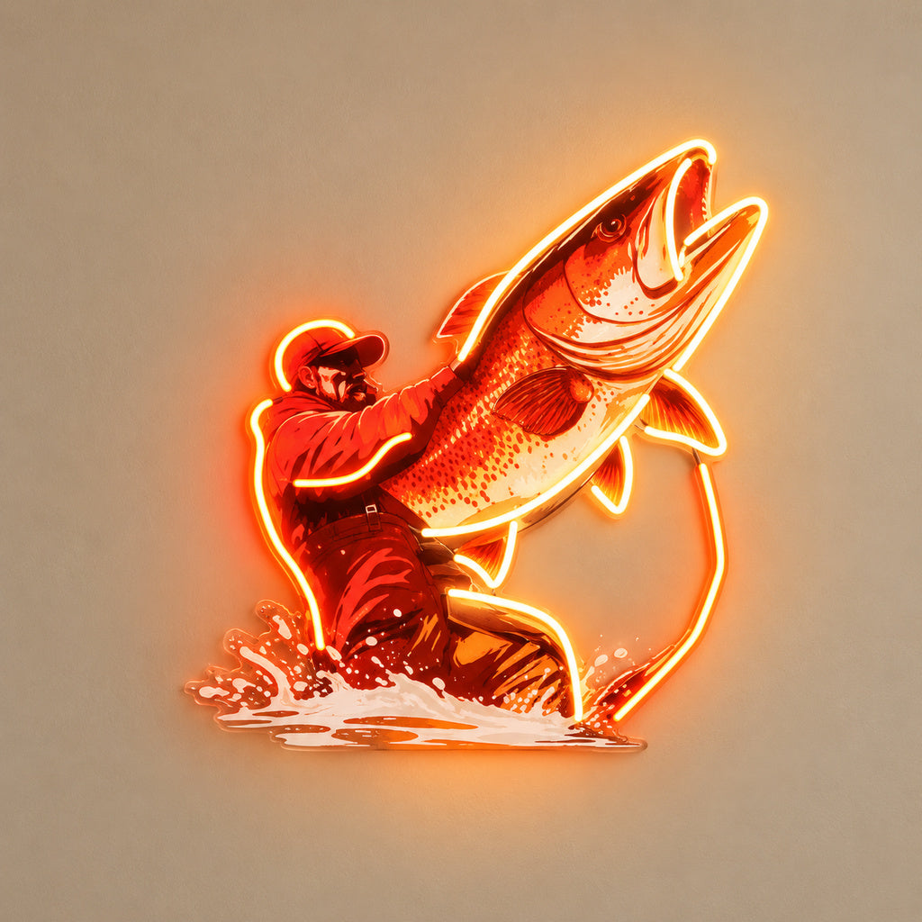 Fisherman Catching Fish LED Neon Sign image 6
