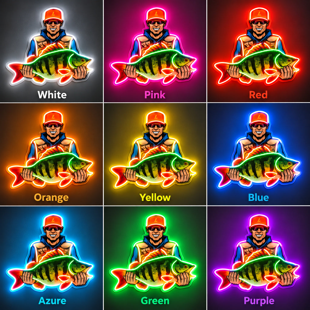 Fisherman Holding Fish LED Neon Sign image 4