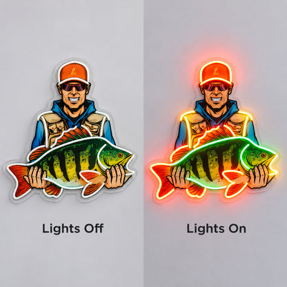 Fisherman Holding Fish LED Neon Sign image 3
