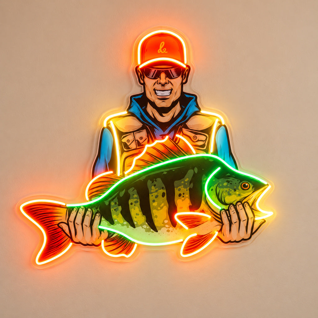 Fisherman Holding Fish LED Neon Sign image 6