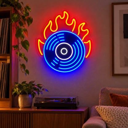 Flaming Vinyl Record LED Neon Sign image 2