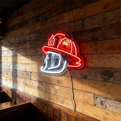 Firefighter Helmet Design USB Led Neon Sign