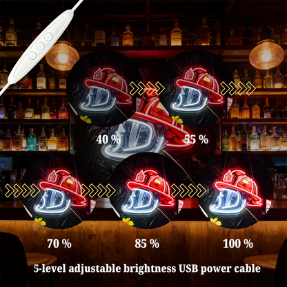 Firefighter Helmet Design USB Led Neon Sign