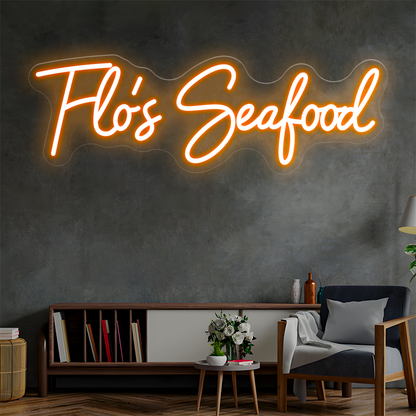 Flo's Seafood Custom Neon Sign