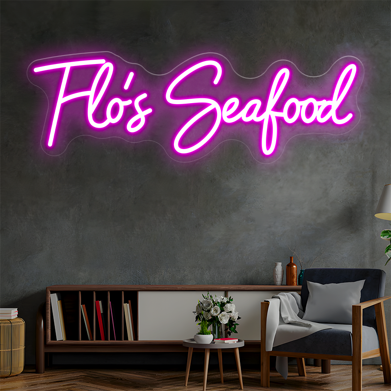 Flo's Seafood Custom Neon Sign