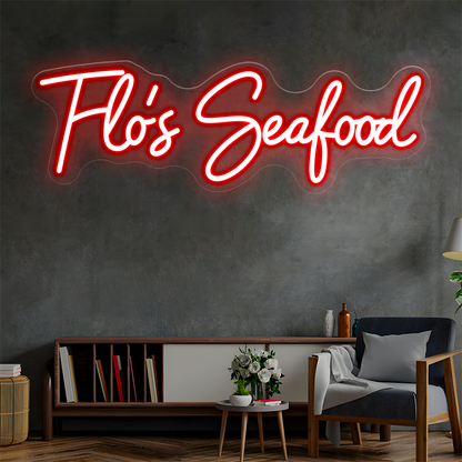 Flo's Seafood Custom Neon Sign
