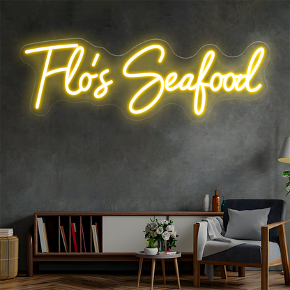 Flo's Seafood Custom Neon Sign
