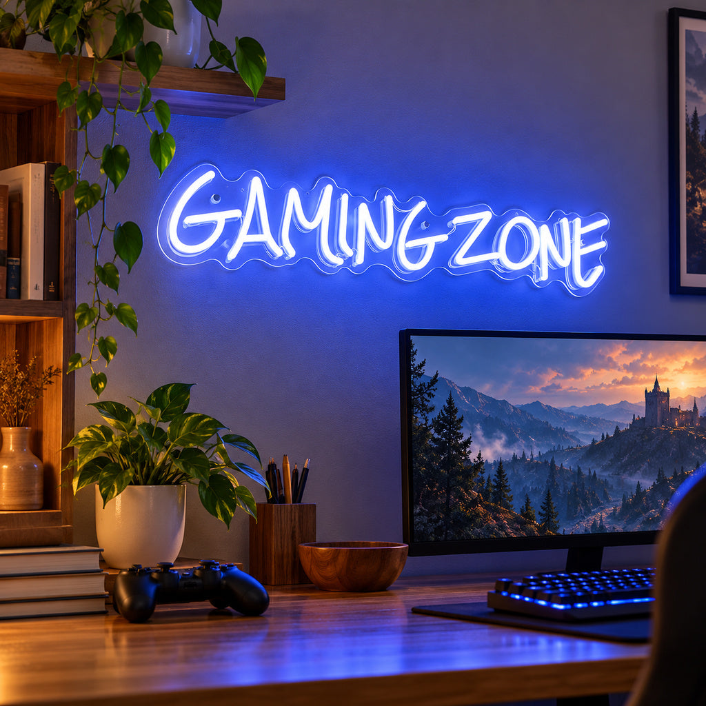 Gaming Zone White LED Neon Sign image 2