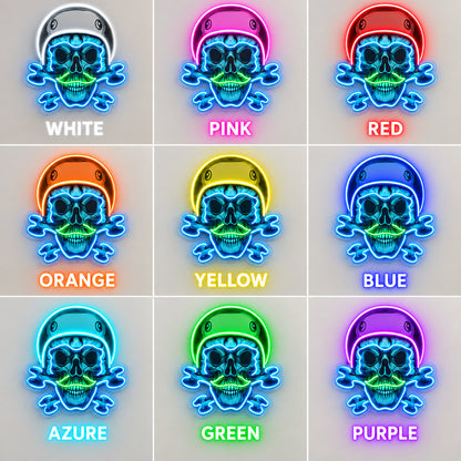 Green Biker Skull LED Neon Sign image 4