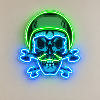 Green Biker Skull LED Neon Sign image 6