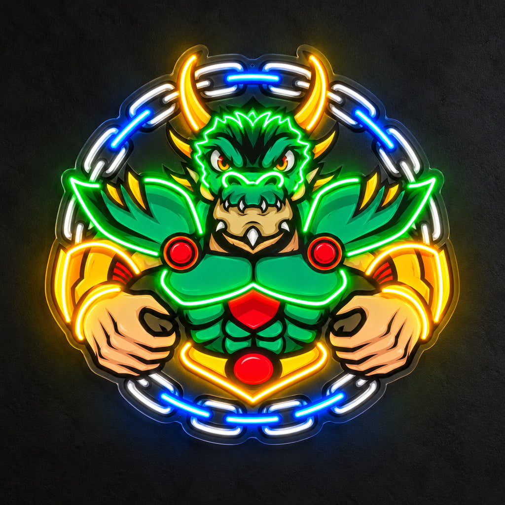 Green Dragon Mascot LED Neon Sign image 1