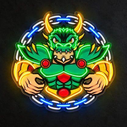 Green Dragon Mascot LED Neon Sign image 1
