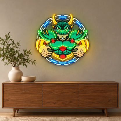 Green Dragon Mascot LED Neon Sign image 2