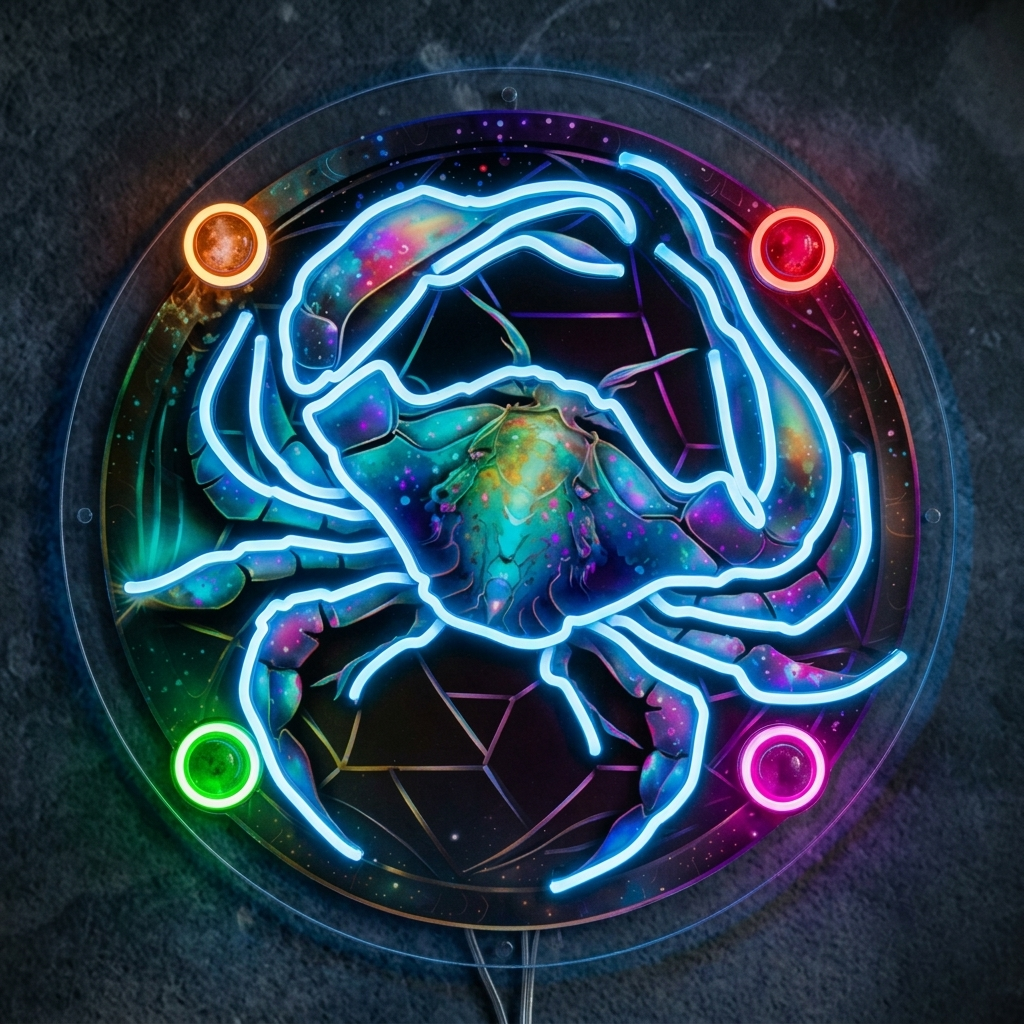 Cancer Zodiac with Crab Custom Led Neon Sign