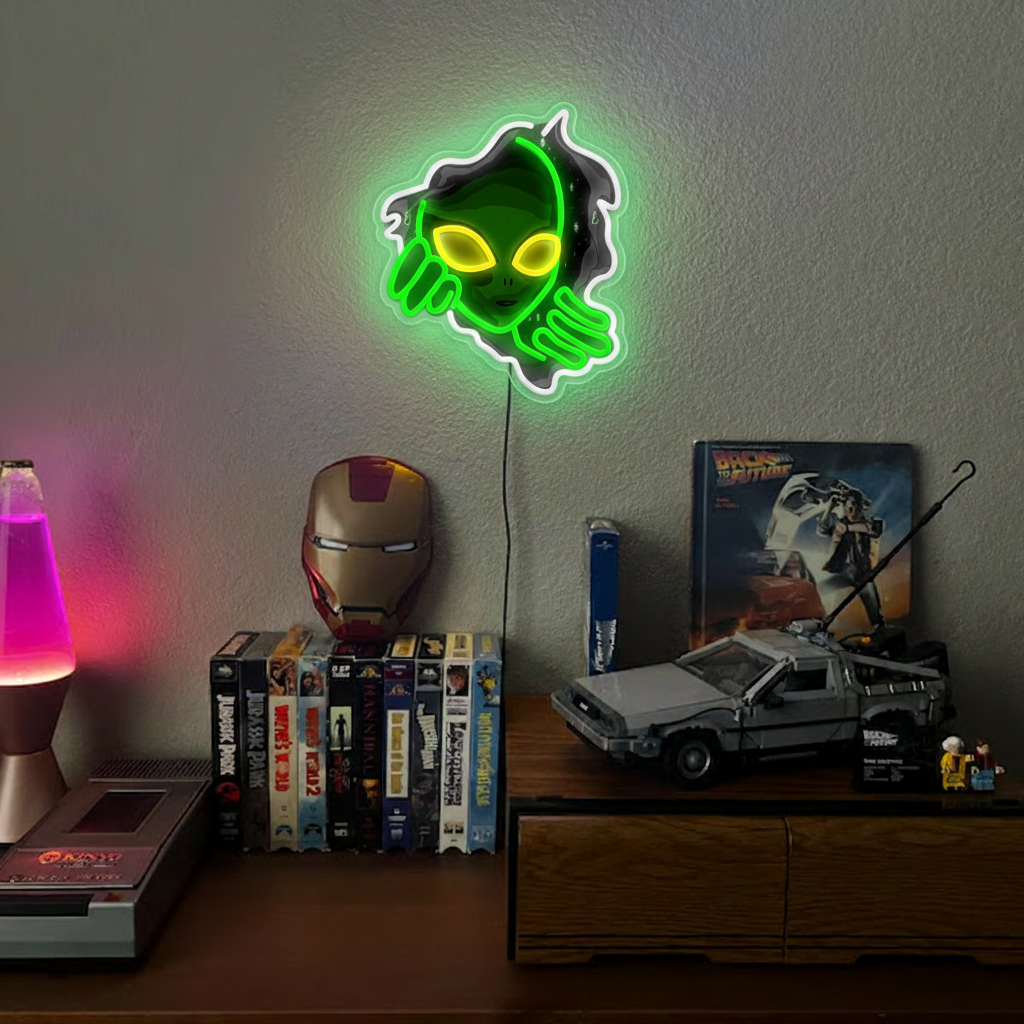 ShineNeon™ Alien LED Neon Sign - Galactic Green Neon Wall Decor for Man Cave & Gaming Room