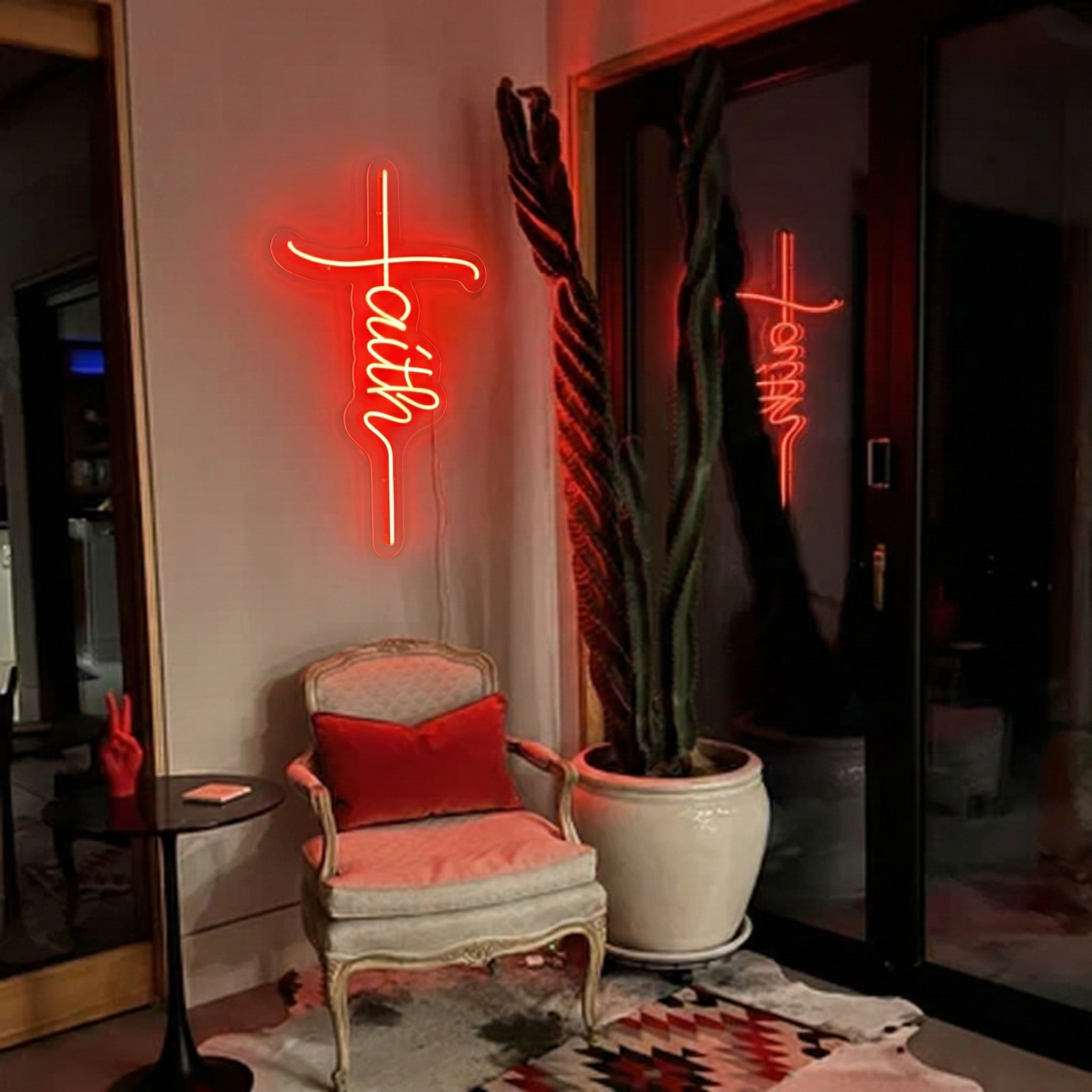 ShineNeon™ Red Faith Cross LED Neon Sign - Christian Wall Decor & Prayer Room Glow