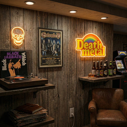 ShineNeon™ Rainbow Death Metal LED Neon Sign - Retro Pastel Sarcastic Wall Decor for Gaming & Mancave