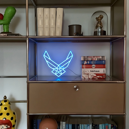 ShineNeon™ Stealth Wing LED Neon Sign – Tactical Blue Glow for Garage & Mancave