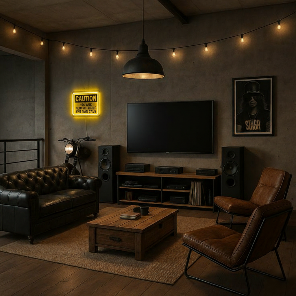 ShineNeon™ Caution Man Cave LED Neon Sign - Yellow Warning Light for Garage & Game Room