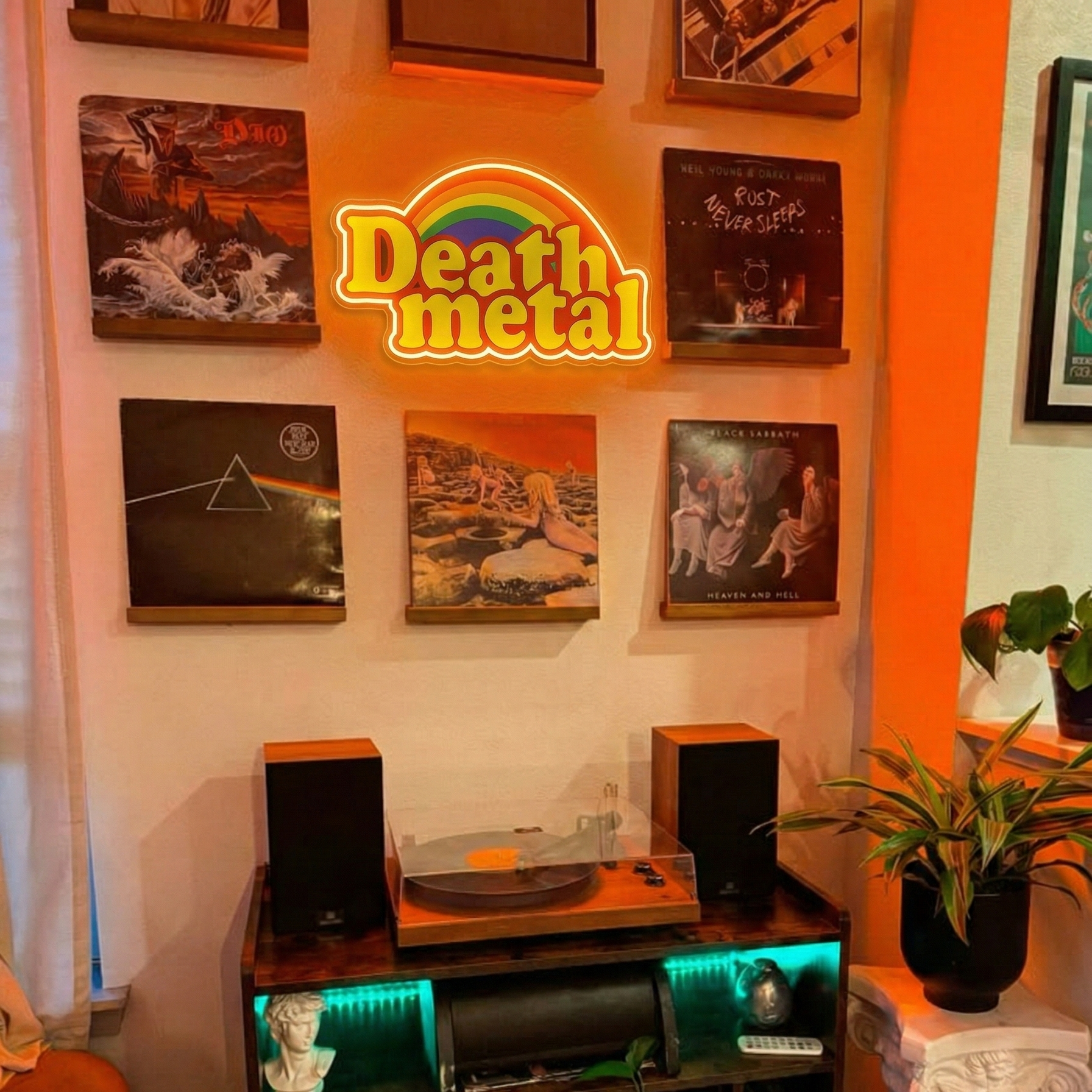 ShineNeon™ Rainbow Death Metal LED Neon Sign - Retro Pastel Sarcastic Wall Decor for Gaming & Mancave