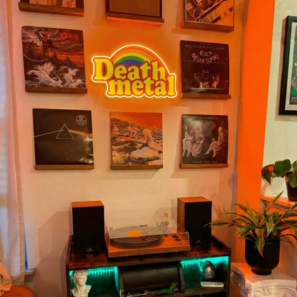 ShineNeon™ Rainbow Death Metal LED Neon Sign - Retro Pastel Sarcastic Wall Decor for Gaming & Mancave