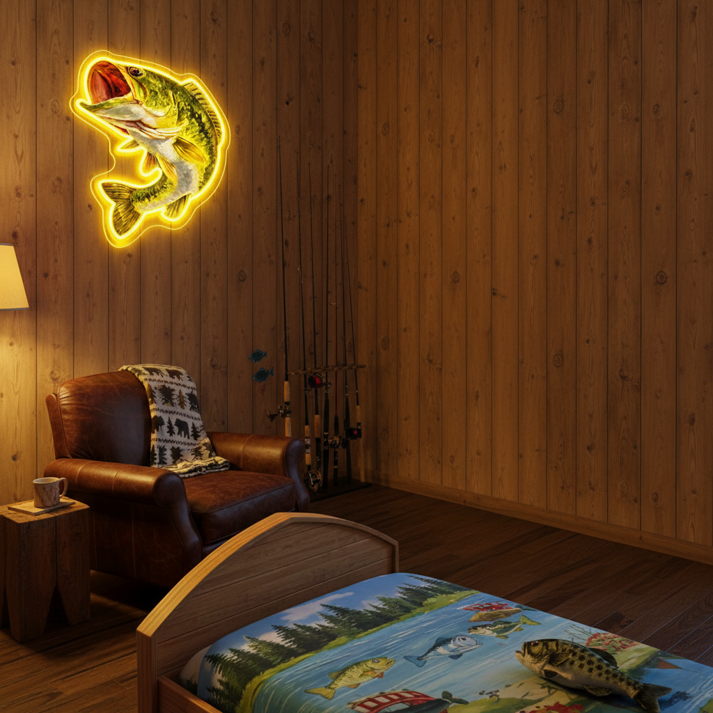 ShineNeon™ Largemouth Bass Fishing LED Neon Sign - Vivid Angler Cave bar & Cabin Wall Decor