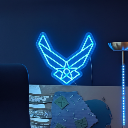 ShineNeon™ Stealth Wing LED Neon Sign – Tactical Blue Glow for Garage & Mancave