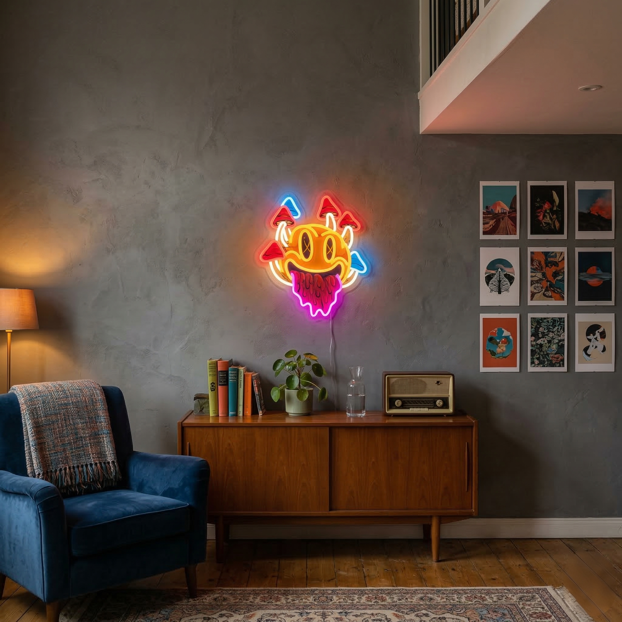 ShineNeon™ Trippy Melting Smiley Face Neon Sign - Psychedelic Wall Decor for Game Room & Man Cave