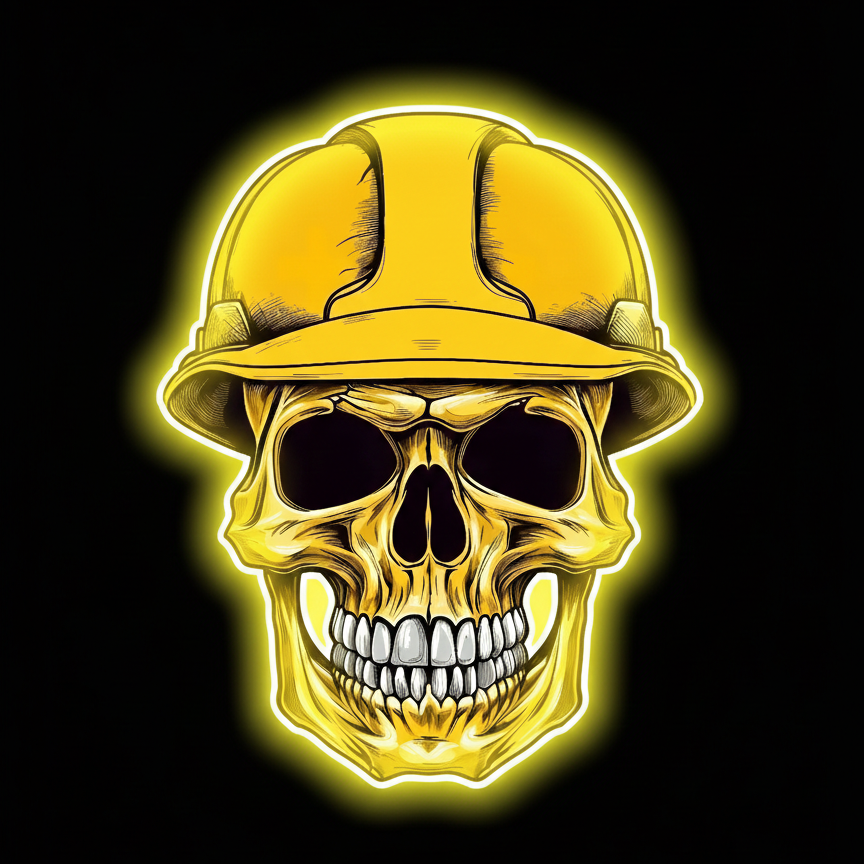 ShineNeon™ Hard Hat Skull LED Neon Sign - Construction Wall Decor for Garage Mancave & Workshop