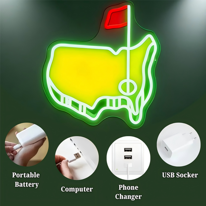 Golf USB LED Neon Sign for Bar Business Man Cave & Gift