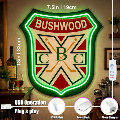 ShineNeon™ Bushwood Country Club LED Neon Sign - Retro Golf Decor for Man Cave