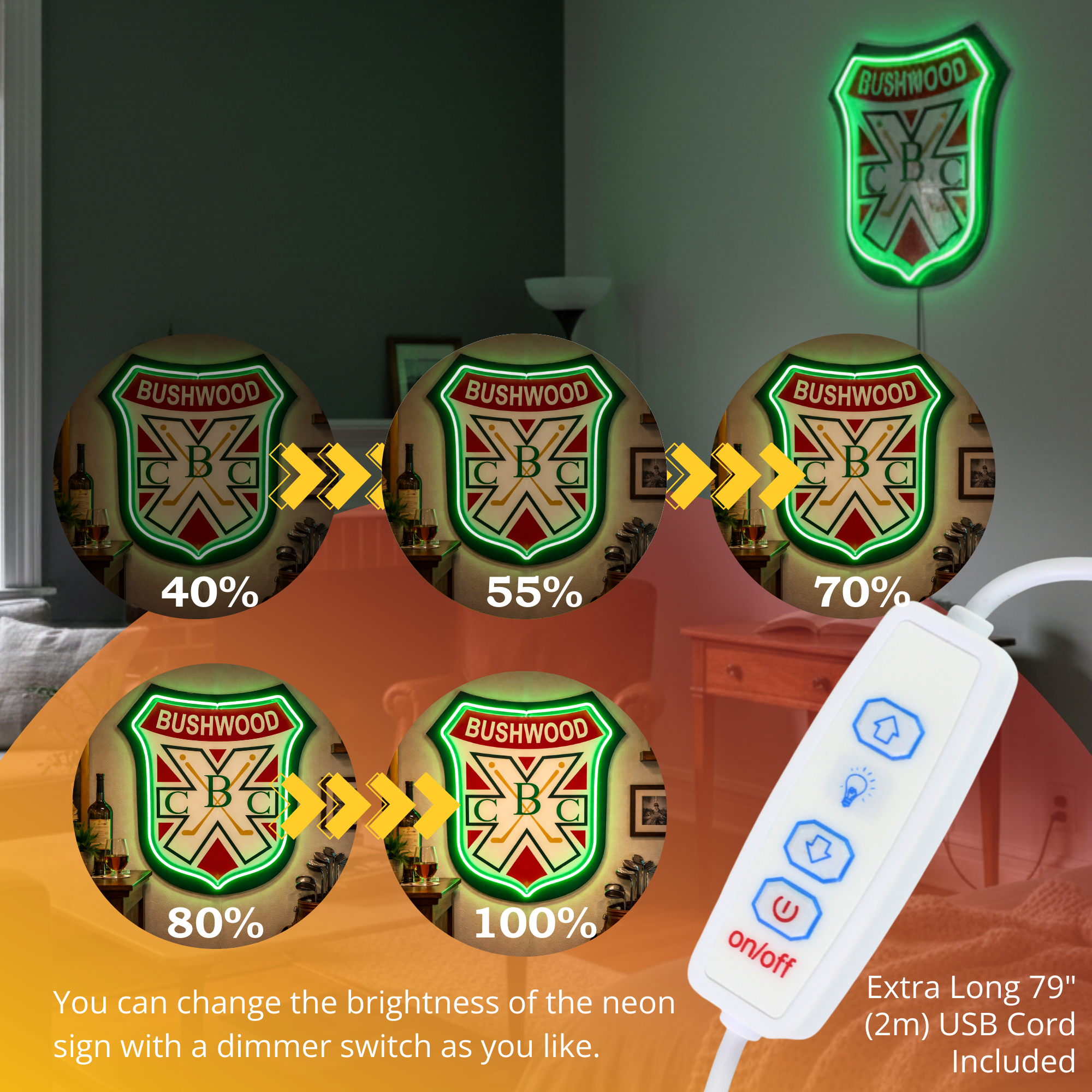 ShineNeon™ Bushwood Country Club LED Neon Sign - Retro Golf Decor for Man Cave