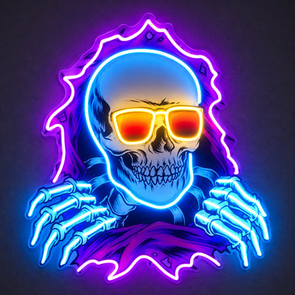 Hooded Skull Sunglasses LED Neon Sign image 1