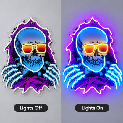 Hooded Skull Sunglasses LED Neon Sign image 3