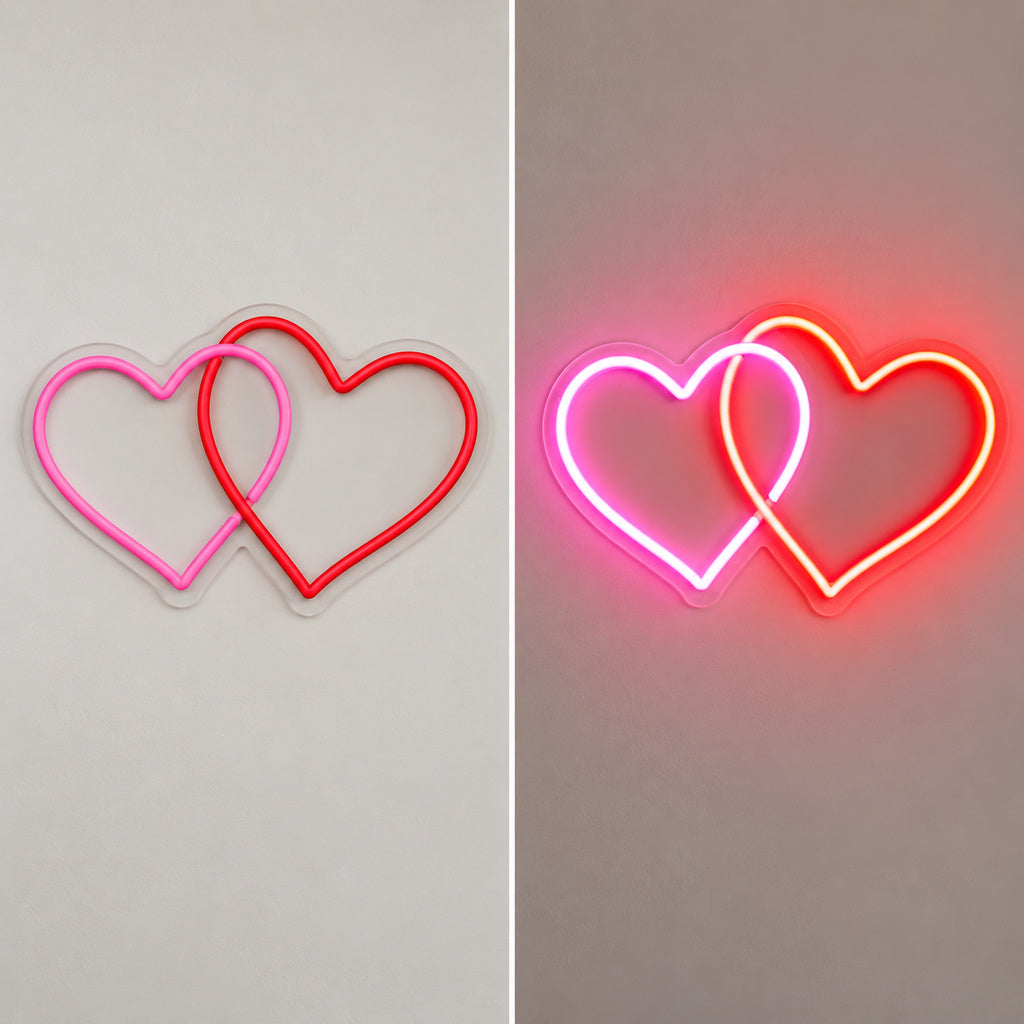 Intertwined Hearts Pink Red LED Neon Sign image 3