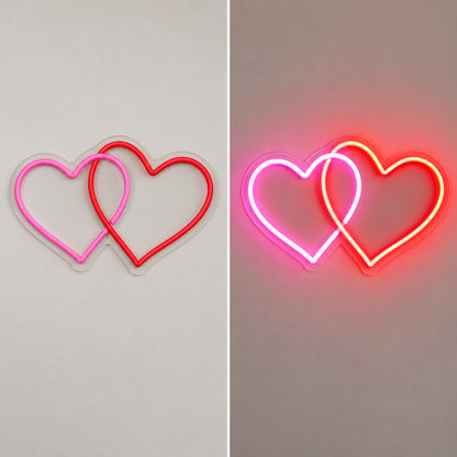 Intertwined Hearts Pink Red LED Neon Sign image 3