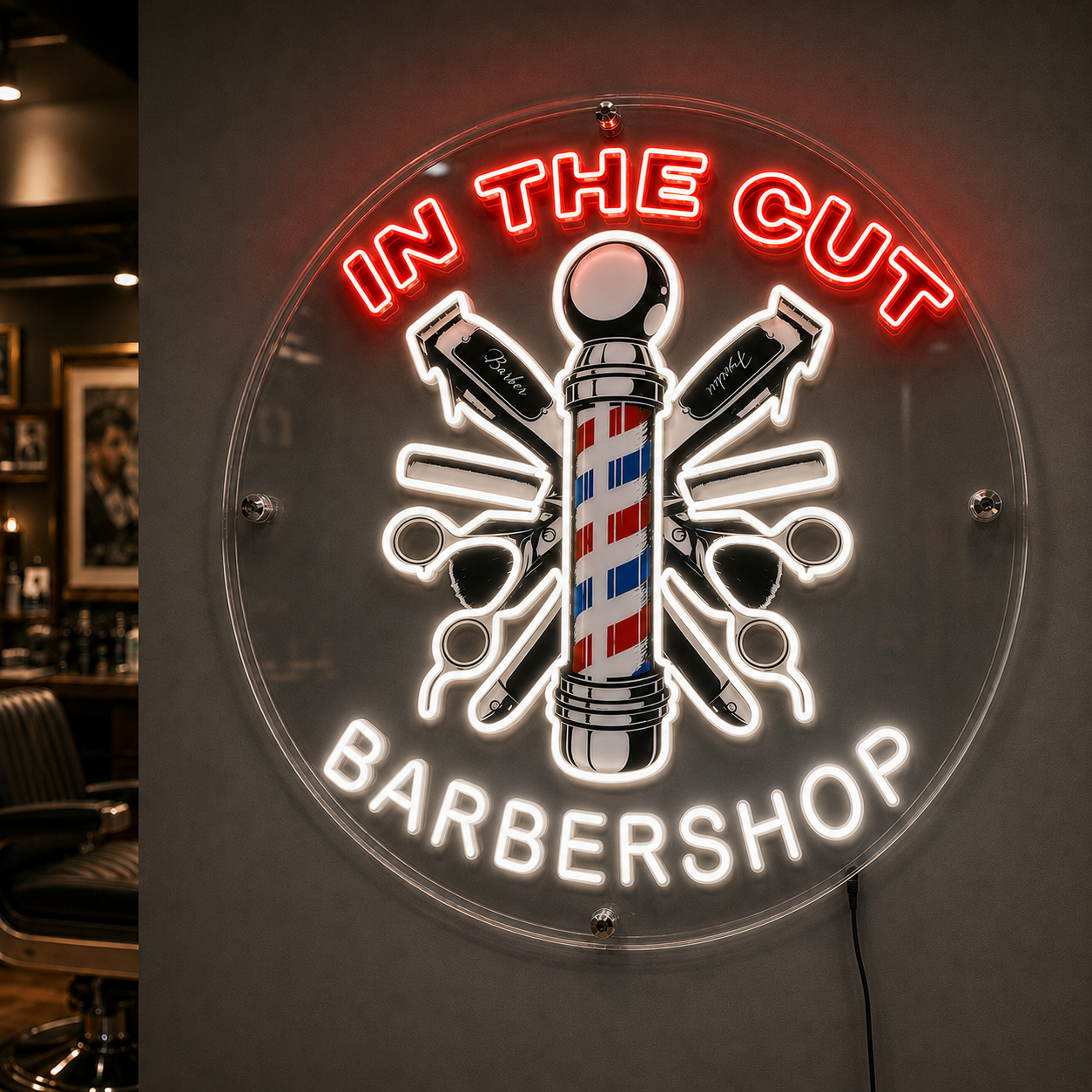 IN THE CUT Barbershop Custom LED Neon Sign