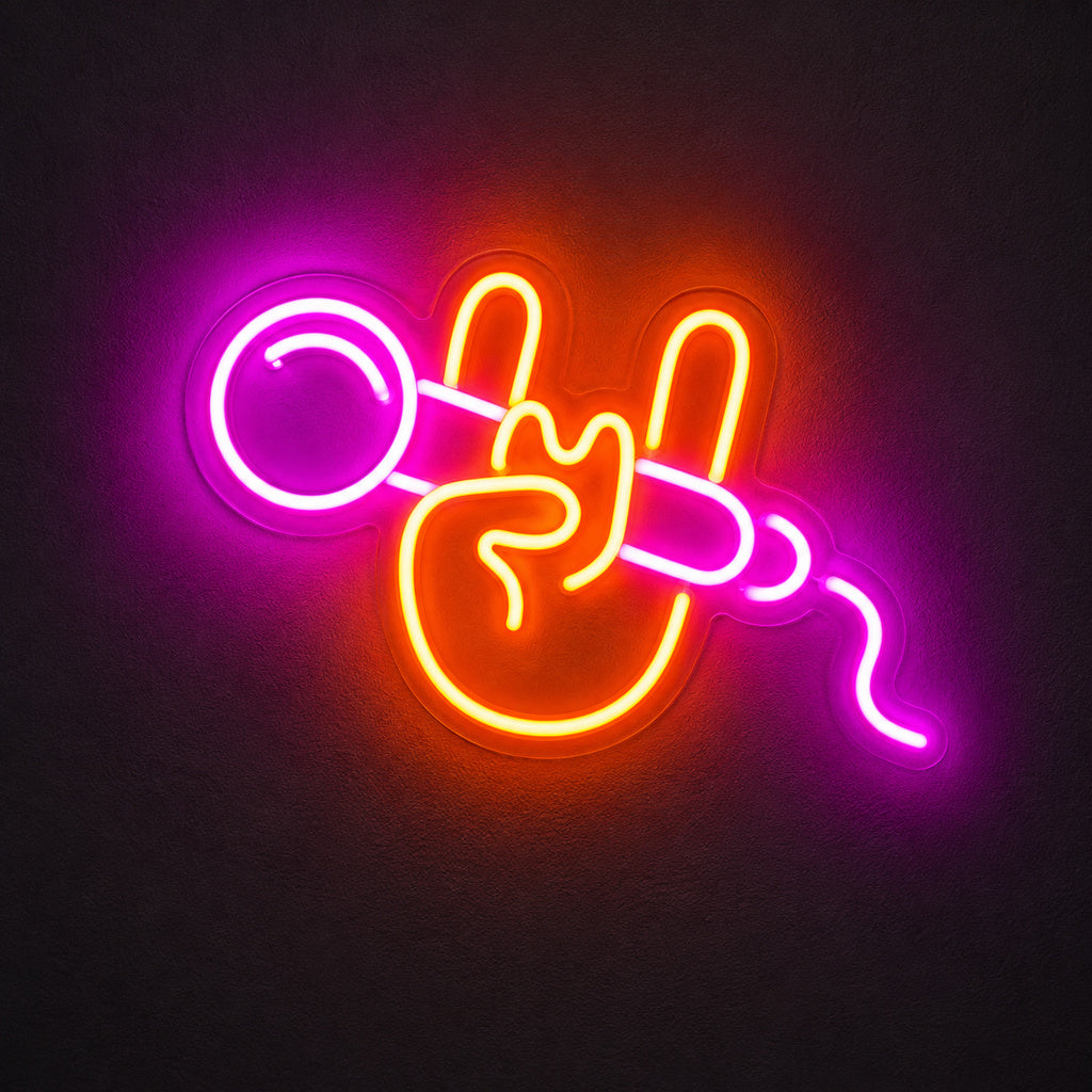 Karaoke Hand Microphone LED Neon Sign image 1