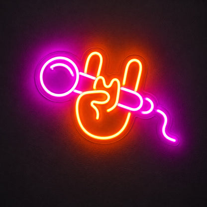 Karaoke Hand Microphone LED Neon Sign image 1