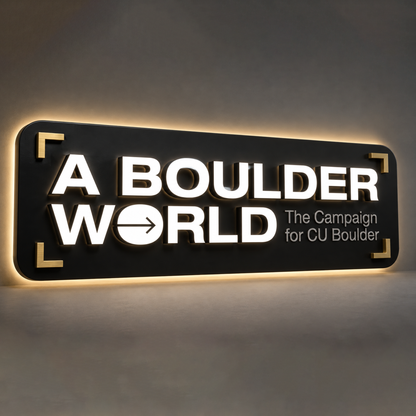 A BOULDER WORLD 3D Frontlit And Backlit Channel Led Light Sign